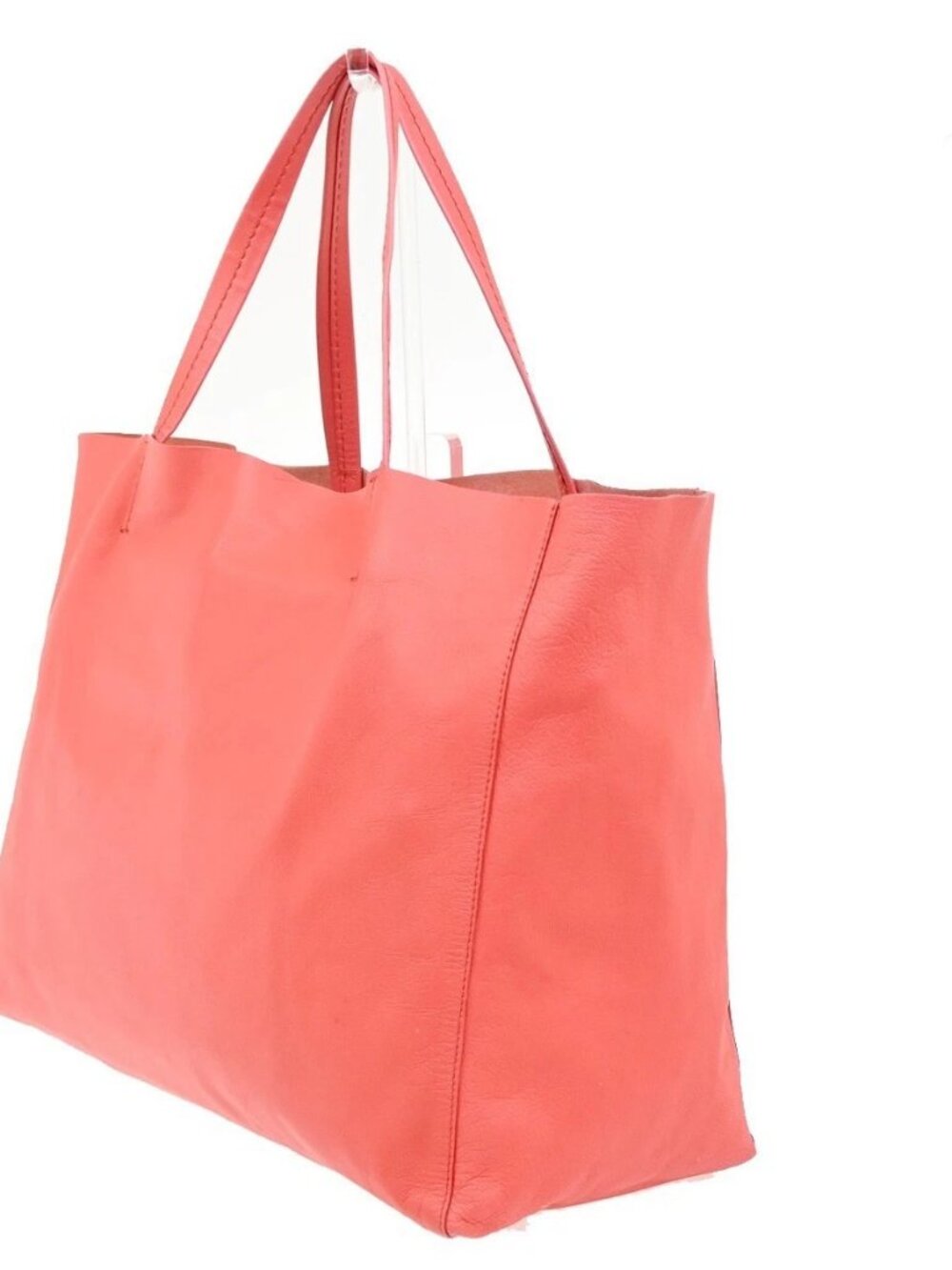 CELINE Logo Horizontal Cabas Tote Shoulder Hand Bag Leather Orange Italy 35ZA290 - Picture 4 of 14